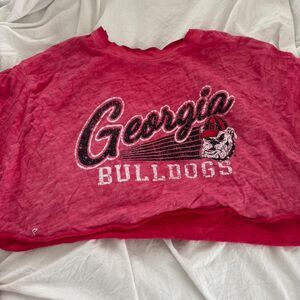 UGA University of Georgia Bulldogs Vintage Lightweight Medium Crop Top T-Shirt